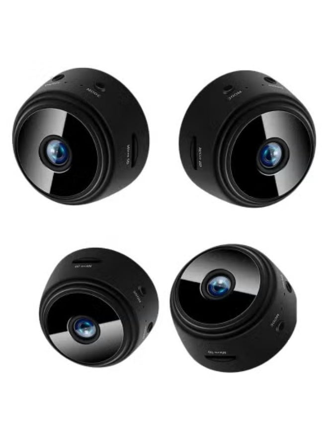 4-Pack WiFi Mini Magnetic A9 Wireless Security Cameras – Full HD 1080P Portable Round Indoor Cameras with Motion Detection, Night Vision, Instant Mobile Notifications – Compact, Easy-to-Install Magnetic Mount Design for Home and Office Surveillance – Reliable Wireless Video Monitoring Kit