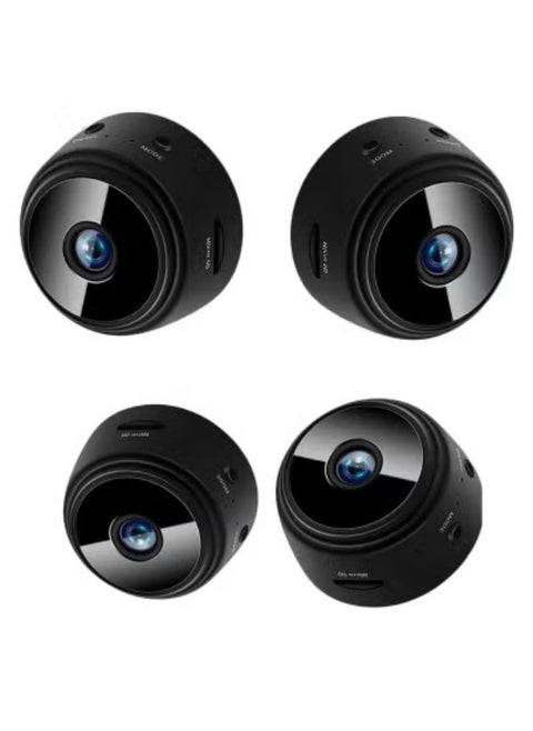 4-Pack WiFi Mini Magnetic A9 Wireless Security Cameras – Full HD 1080P Portable Round Indoor Cameras with Motion Detection, Night Vision, Instant Mobile Notifications – Compact, Easy-to-Install Magnetic Mount Design for Home and Office Surveillance – Reliable Wireless Video Monitoring Kit