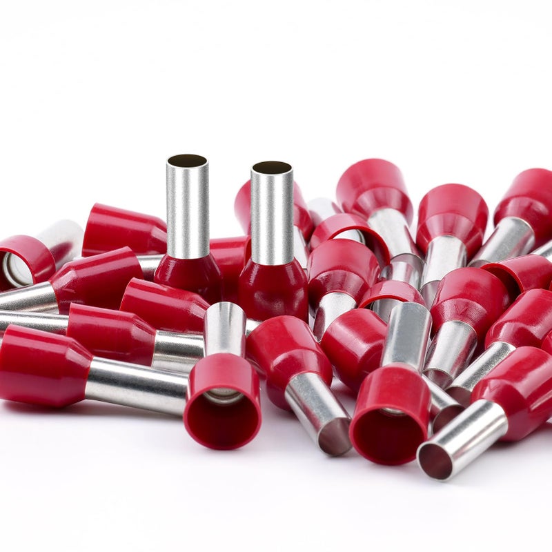 Airic Ul Listed Wire Ferrule Connectors 8 Gauge - Din Standard - Crimp Copper Ferrules Terminals Wiring Electrical Connector Nylon Insulated Pin Cord End Terminal 8 Awg  Red  100 Pcs - Image 1