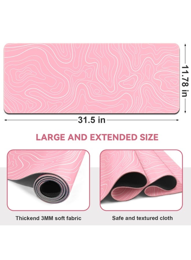 phomemo Gaming Mouse Pad, 31.5 X 11.8in, Large Mouse Pad with Anti-Slip Rubber Base (Pink) - Image 2