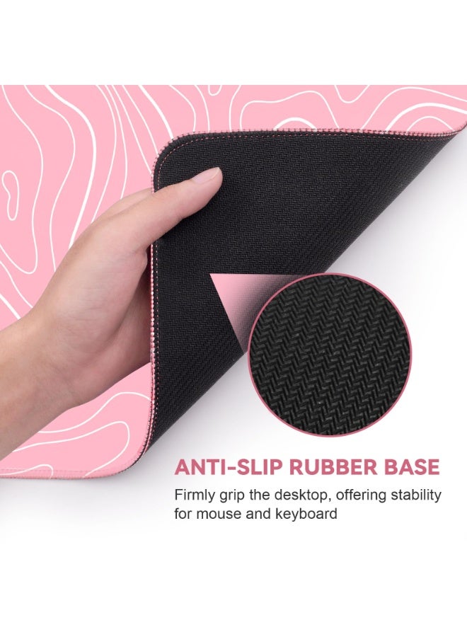 phomemo Gaming Mouse Pad, 31.5 X 11.8in, Large Mouse Pad with Anti-Slip Rubber Base (Pink) - Image 3