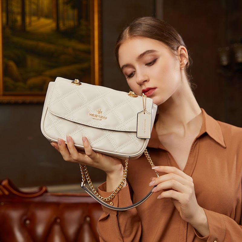 Wdpolo Brand Women'S Bag 2022 New Fashion Elegant Chanel Style Diamond Plaid Chain Crossbody Embroidered Bag Small Bag - Image 3