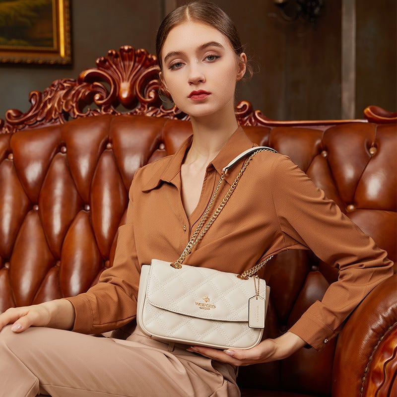 Wdpolo Brand Women'S Bag 2022 New Fashion Elegant Chanel Style Diamond Plaid Chain Crossbody Embroidered Bag Small Bag - Image 4