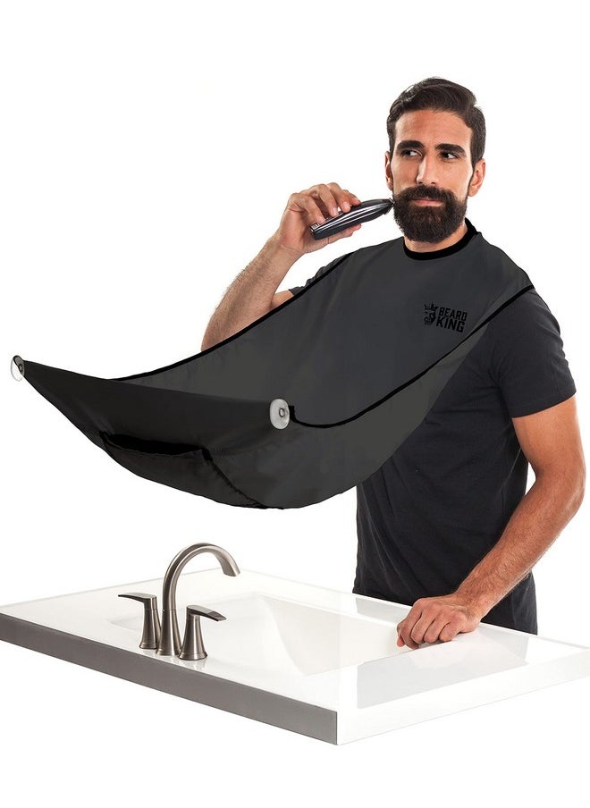 BEARD KING - Eard King Beard Bib Apron For Men The Original Cape As Seen On Shark Tank Mens Hair Catcher For Shaving Trimming Grooming Accessories & Gifts For Dad Or Husband 1 Size Fits All Black - Image 1