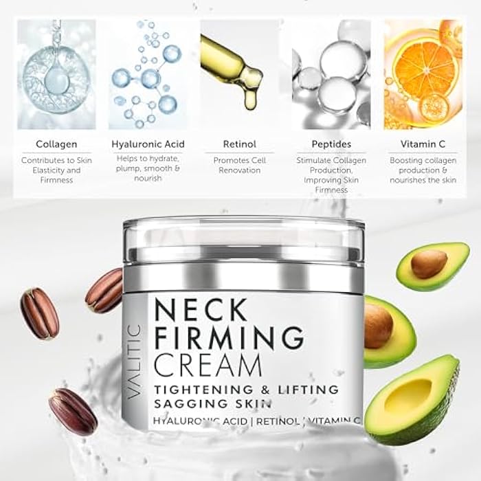 VALITIC Neck Cream for Tightening and Firming - Hyaluronic Acid, Retinol, and Vitamin C - Anti Aging Tightening & Lifting Sagging Skin Day and Night Cream - Image 5