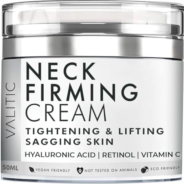 VALITIC Neck Cream for Tightening and Firming - Hyaluronic Acid, Retinol, and Vitamin C - Anti Aging Tightening & Lifting Sagging Skin Day and Night Cream - Image 1