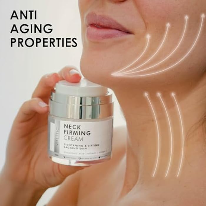 VALITIC Neck Cream for Tightening and Firming - Hyaluronic Acid, Retinol, and Vitamin C - Anti Aging Tightening & Lifting Sagging Skin Day and Night Cream - Image 3
