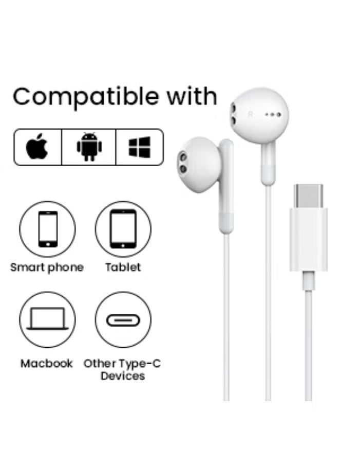 إيف سماعات أذن سلكية USB-C مزودة بميكروفون - سماعات أذن داخلية من النوع C مع صوت ستيريو عالي الدقة، تحكم في مستوى الصوت، عازلة للضوضاء، متوافقة مع أجهزة iPhone 15/16/17، وiPad Pro/Air، وSamsung Galaxy، وGoogle Pixel، وغيرها. - Image 3