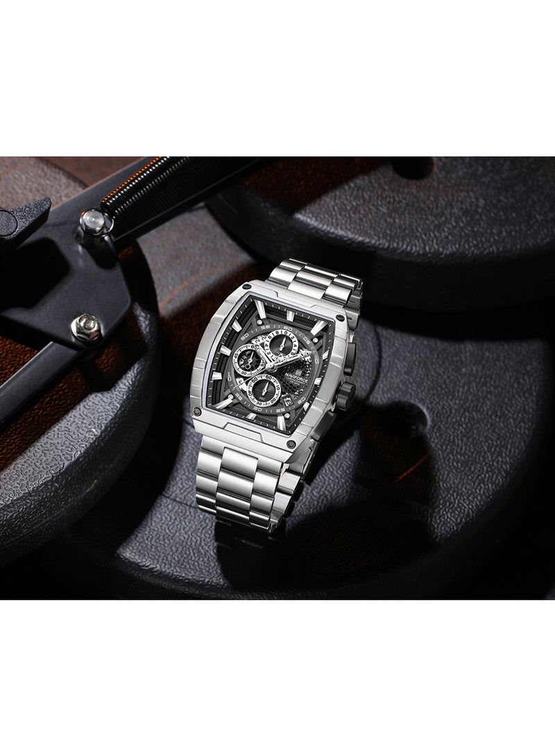 نافيفورس ساعة نافي فورس NF 8066 S/B/S الرجالية الأنيقة ذات وظيفة الكرونوغراف والكوارتز - Image 2