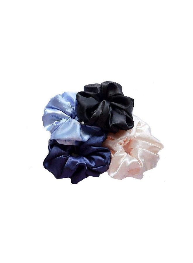 AGASTI Jewelindia Silk Satin Hair Scrunchies Hair Band For Women And Girls (Pack Of 4) Multicolour (Hair Band8) - Image 1