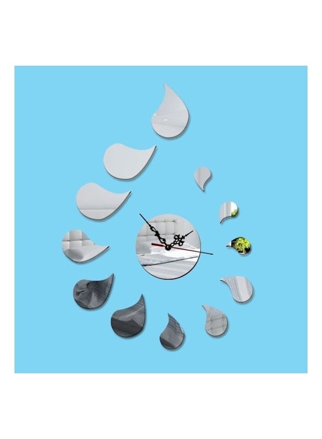 NIBEMINENT Creative DIY Beads Acrylic Mirror Wall Clock Blue/Silver - Image 1