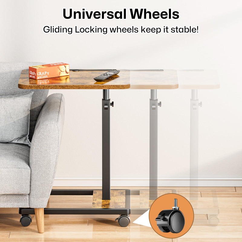 MOFAIN Adjustable TV Tray Table - 360Â° Rotating C Shaped End Side Table Sofa Couch Bed Table with Wheels for Eating Living Room Laptop - Image 3