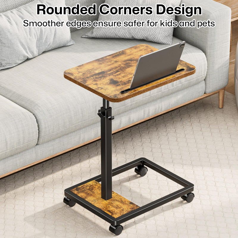 MOFAIN Adjustable TV Tray Table - 360Â° Rotating C Shaped End Side Table Sofa Couch Bed Table with Wheels for Eating Living Room Laptop - Image 4