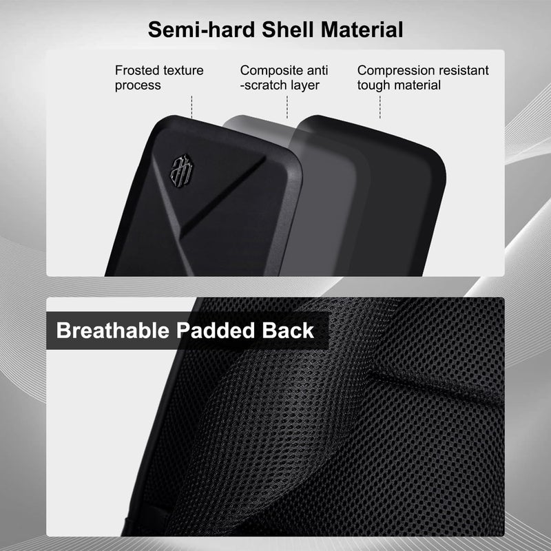 Arctic Hunter Sling Bag for Men 6L Semi-hard Chest Bag for 9.7" iPad Pocket Smart Crossbody Bag with USB Ports Water-resistant Stylish Padded Shoulder Side Bag for Biking Travel Office College, Black - Image 3