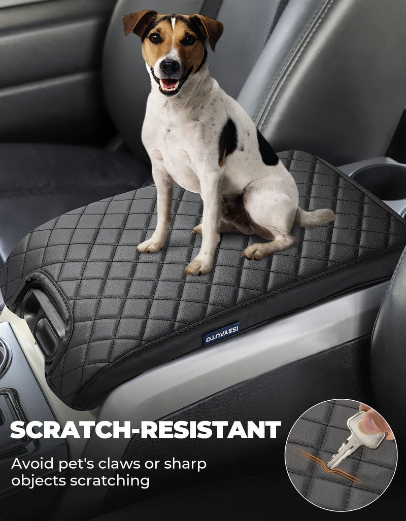 ISSYAUTO Center Console Cover Armrest lid Cover Compatible with 2009-2014 F150, Leather Arm Rest Covering for Car, Well-Make Durable Middle Console Cover Armrest Box Protective Cover - Image 2
