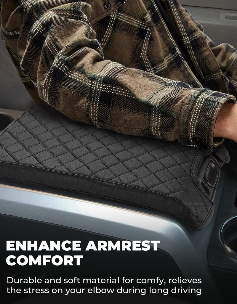 ISSYAUTO Center Console Cover Armrest lid Cover Compatible with 2009-2014 F150, Leather Arm Rest Covering for Car, Well-Make Durable Middle Console Cover Armrest Box Protective Cover - Image 1