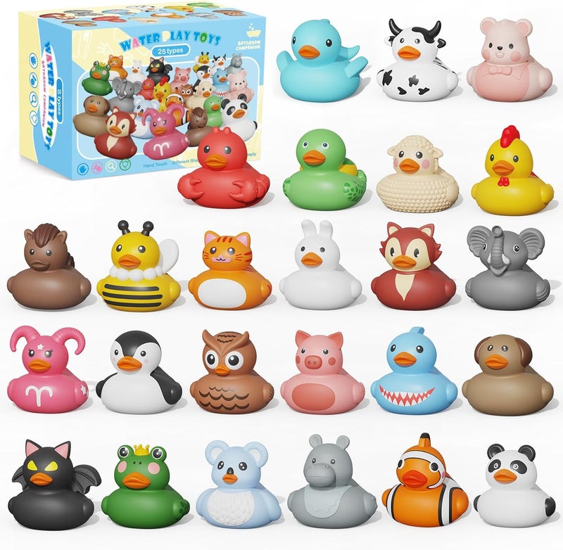 Grarain 25PCS Rubber Ducks,Toddler Bath Toys,No Hole Bathtub Toys,Baby Pool Toys for 18 Months and Older - Image 1