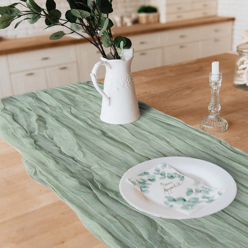 12 Pack Cheesecloth Table Runner, 10ft Rustic Sheer Runner for Wedding and Party Decor (Sage Green) - Image 5