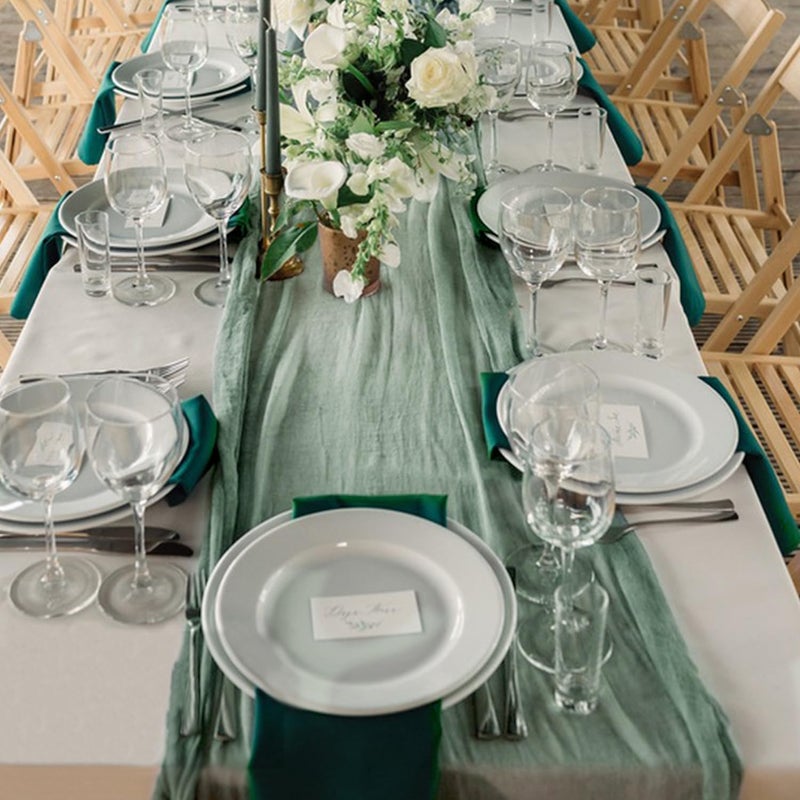 12 Pack Cheesecloth Table Runner, 10ft Rustic Sheer Runner for Wedding and Party Decor (Sage Green) - Image 4