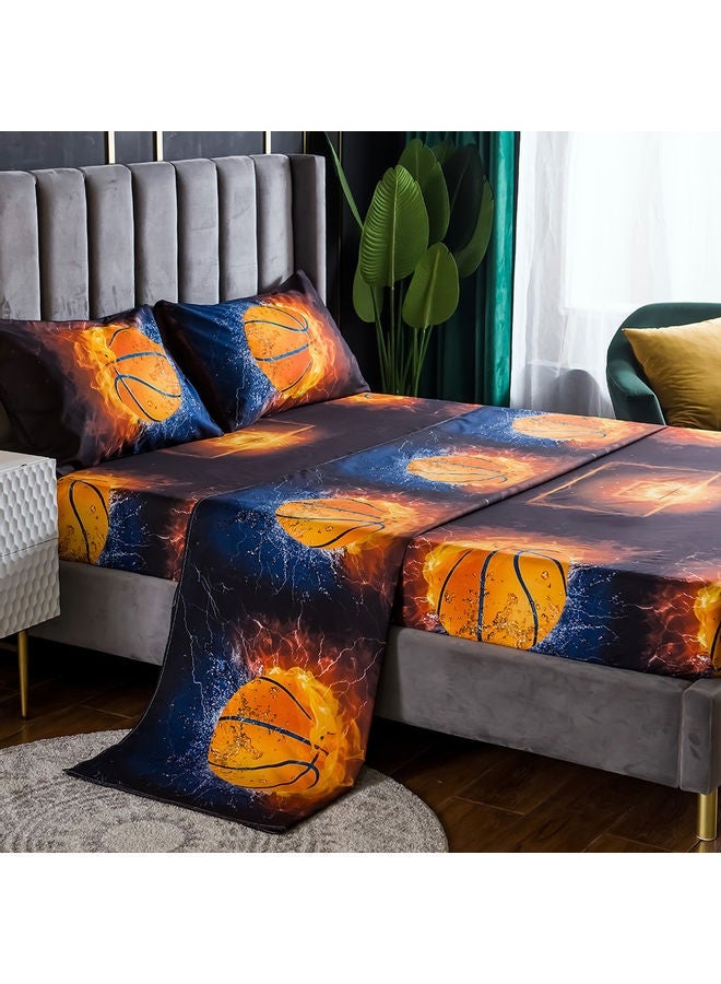 NIBEMINENT 4-Piece 3D Printed Fitted and Bed Sheet with Pillowcase polyester Multicolour 45.00 x 8.00 35.00cm - Image 5