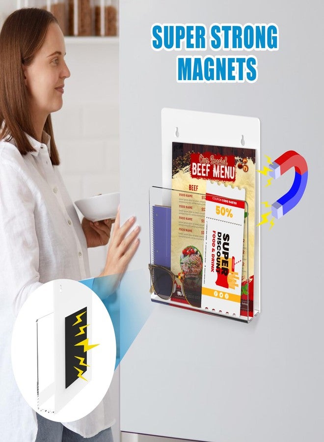 NiOffice 2 Pack Magnetic File Holder - Clear Acrylic Wall Mount File Organizer for Mail, Magazines, Documents and More - Easy Installation - Ideal for Office Supplies and Home Organization - Image 2