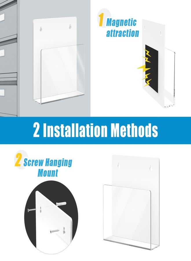 NiOffice 2 Pack Magnetic File Holder - Clear Acrylic Wall Mount File Organizer for Mail, Magazines, Documents and More - Easy Installation - Ideal for Office Supplies and Home Organization - Image 3