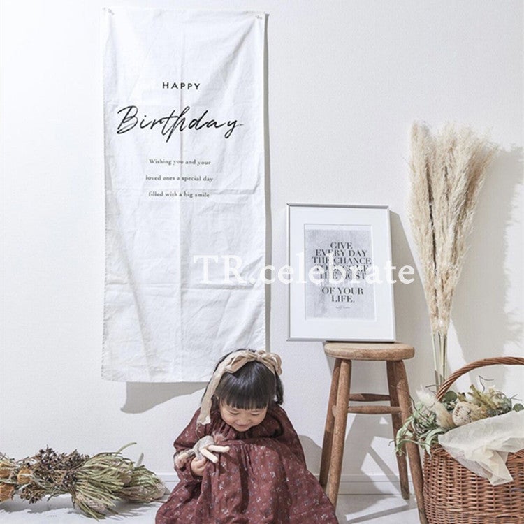 Ins Simple Letters Happy Birthday Forest Style A Hanging Cloth Kidsren'S Birthday Party Scene Layout Po Props - Image 2