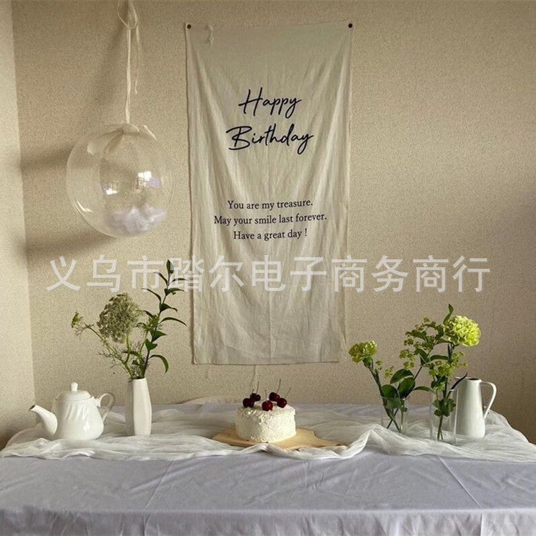 Ins Simple Letters Happy Birthday Forest Style A Hanging Cloth Kidsren'S Birthday Party Scene Layout Po Props - Image 1
