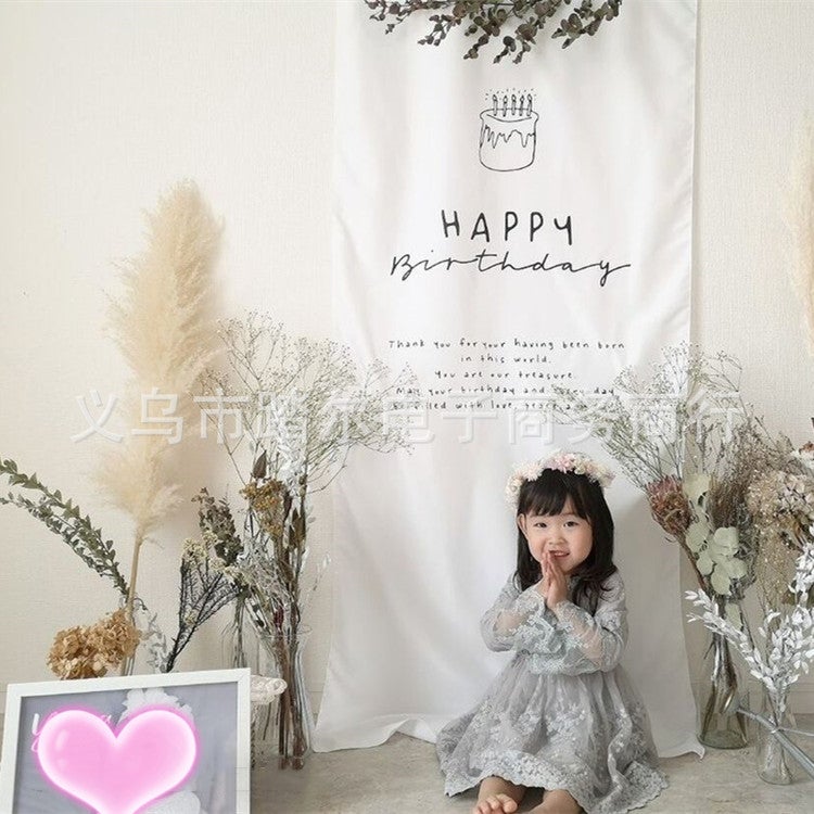 Ins Simple Letters Happy Birthday Forest Style A Hanging Cloth Kidsren'S Birthday Party Scene Layout Po Props - Image 3
