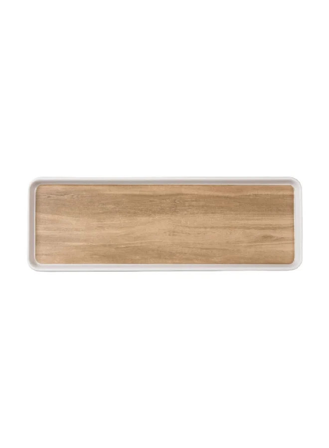 Felli Modern and Elegant Design Melamine Rectangular Serving Tray Brown and White 2 x 35 x 12 cm Y1K150041-PK044