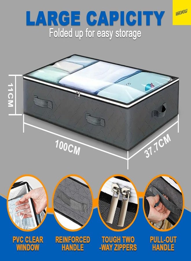 karomouj Under Bed Storage - Durable Fabric Storage Box with Clear Window & Reinforced Handles, Foldable Clothes Bag for Comforters Blankets Bedding (Large (Pack of 2), 2, count) - Image 4