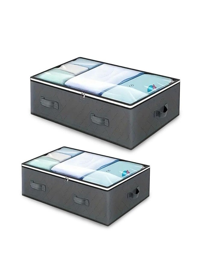 karomouj Under Bed Storage - Durable Fabric Storage Box with Clear Window & Reinforced Handles, Foldable Clothes Bag for Comforters Blankets Bedding (Large (Pack of 2), 2, count) - Image 1