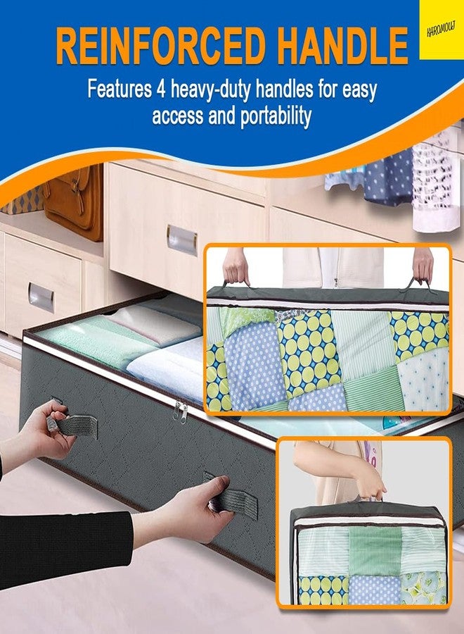 karomouj Under Bed Storage - Durable Fabric Storage Box with Clear Window & Reinforced Handles, Foldable Clothes Bag for Comforters Blankets Bedding (Large (Pack of 2), 2, count) - Image 2