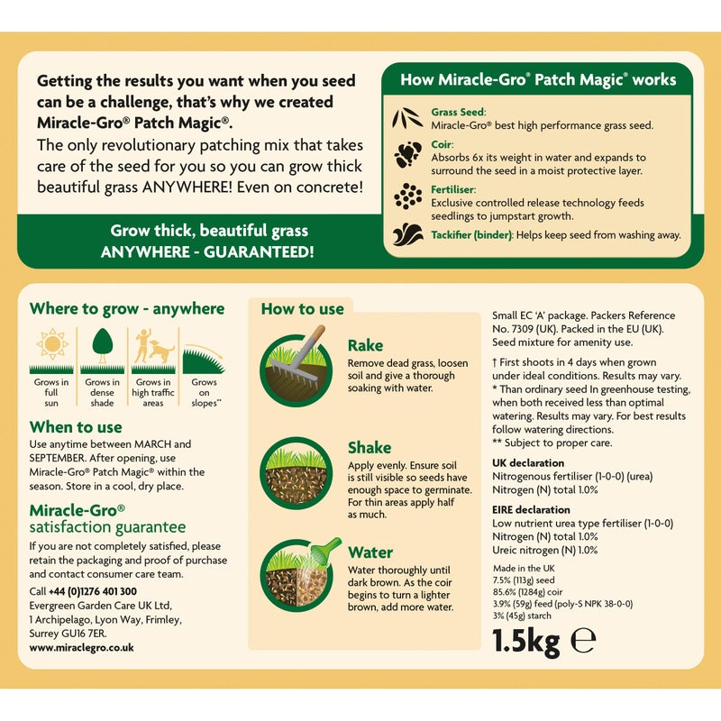 Miracle-Gro 19008 Patch Magic Grass Seed, Feed and Coir 3.6 kg - 48 patches - Image 2