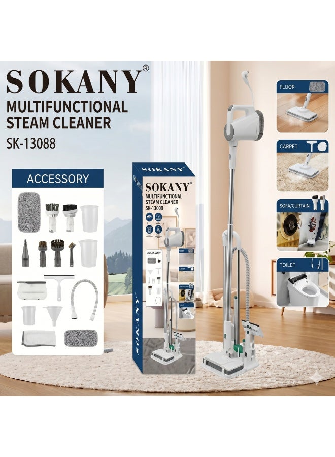 Sokany SK-13088 10-in-1 Electric Steam Mop Cleaner, 2800W High Power – 375ml Capacity with 10-Piece Accessory Kit – 1 Year El-Maghraby Warranty - Image 2
