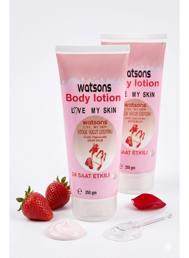 واتسونز (Watsons) – لوشن الجسم ستروبري تشيز كيك – ترطيب 24 ساعة – 250 جم - Image 2