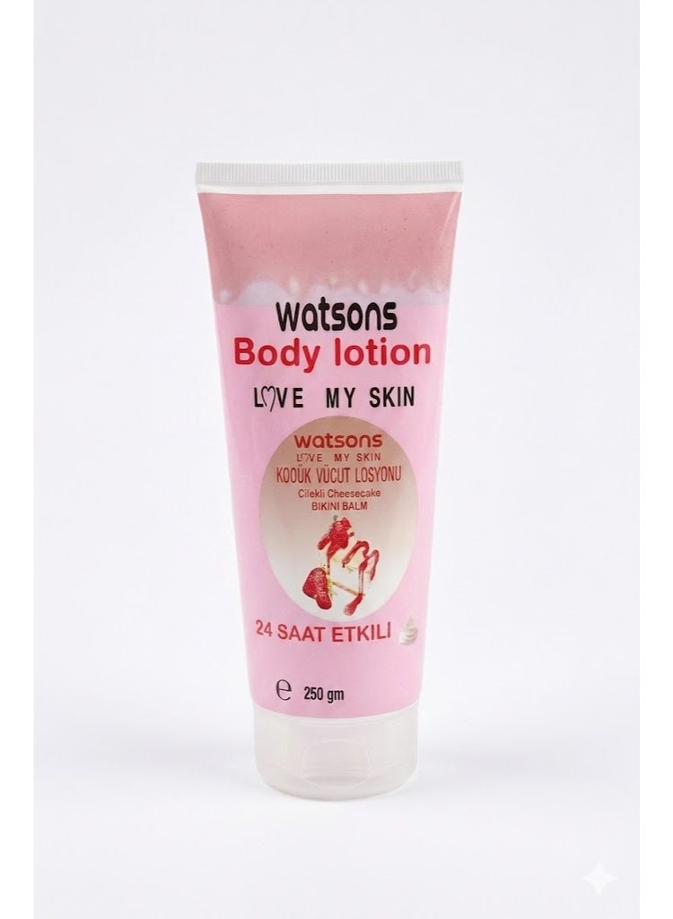 واتسونز (Watsons) – لوشن الجسم ستروبري تشيز كيك – ترطيب 24 ساعة – 250 جم - Image 1