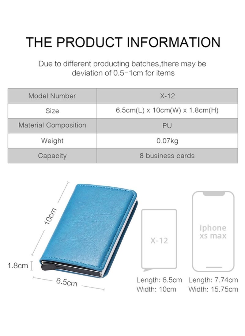We Happy - RFID Protection Leather Cover Ultra-Thin Aluminum Case Premium Credit Card Holder Automatic Pop UP Wallet - Image 1