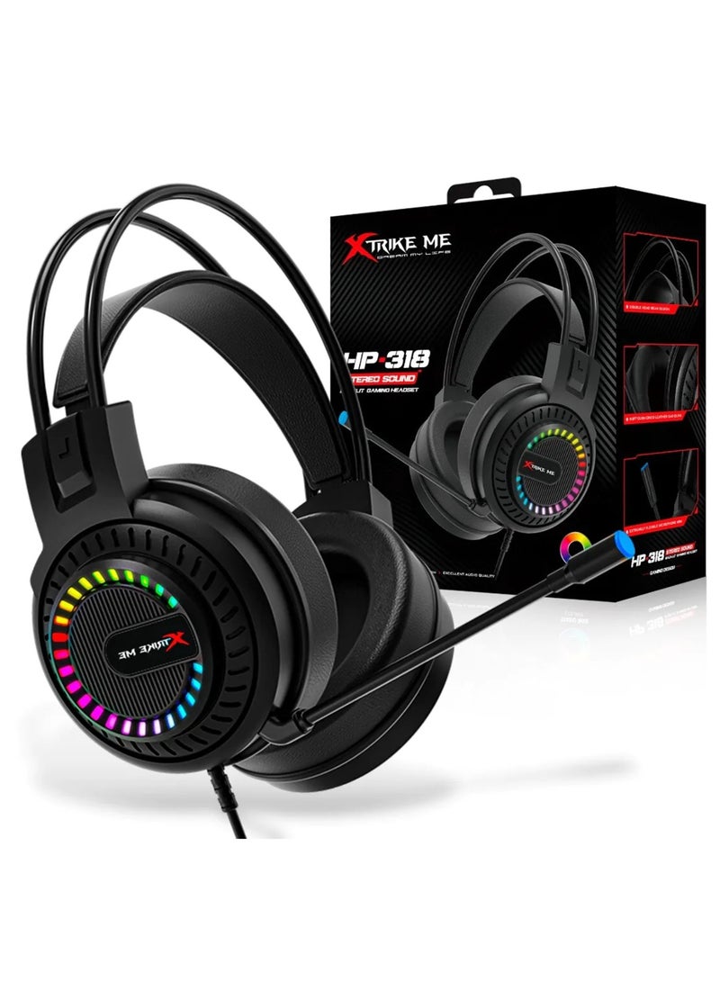 XTRIKE ME سماعة ألعاب HP-318 مع صوت محيطي ستيريو وإضاءة RGB - Image 1
