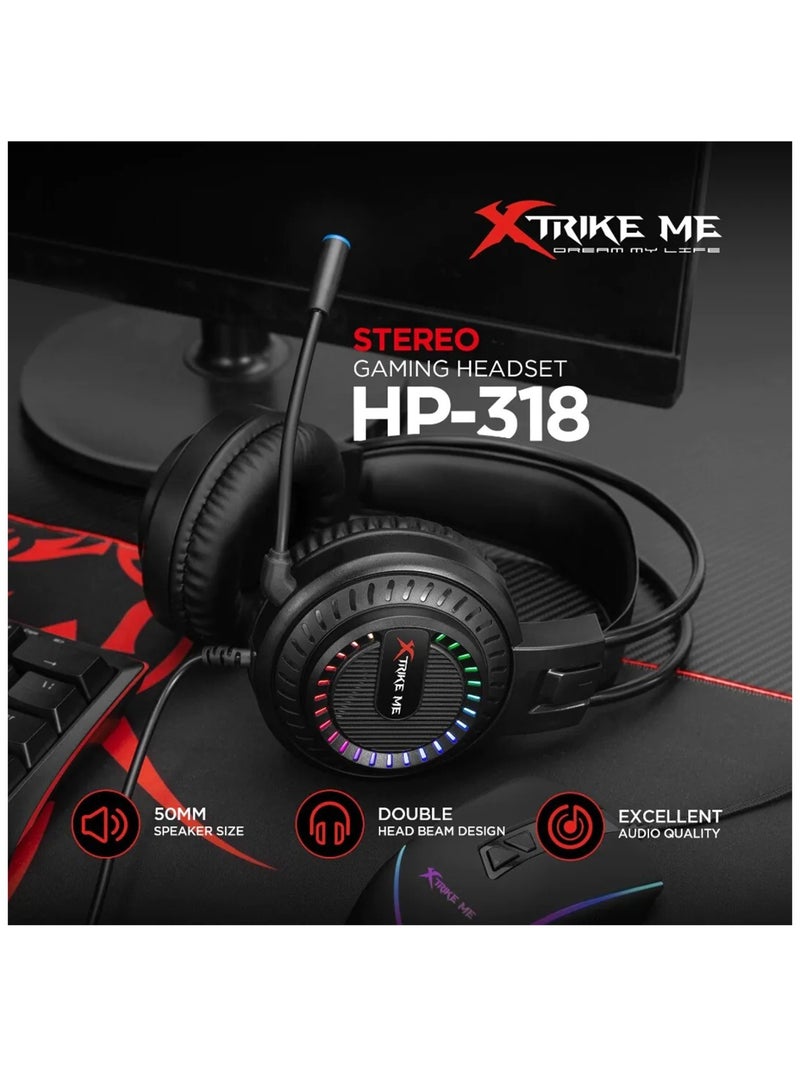 XTRIKE ME سماعة ألعاب HP-318 مع صوت محيطي ستيريو وإضاءة RGB - Image 5