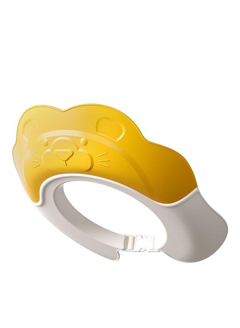 Baby Shower Cap - Waterproof shower cap suitable for children aged 1-3, super soft silicone shampoo cap for children to prevent water from entering the eyes (animal design) (yellow) - Image 1