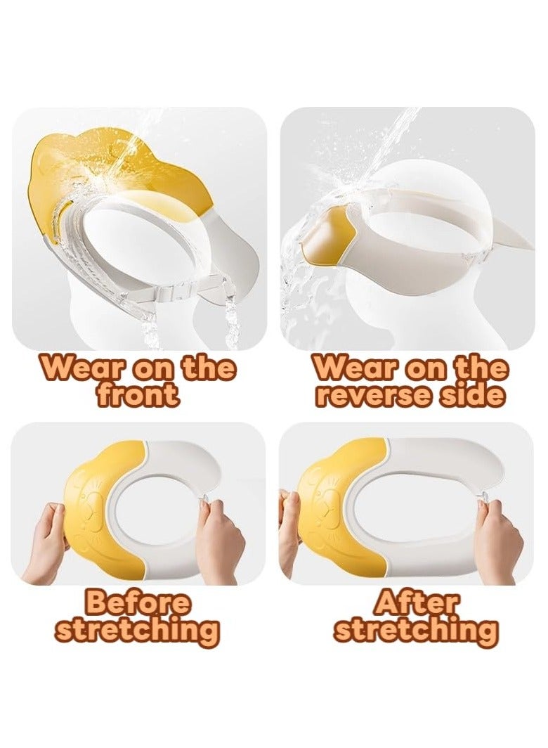 Baby Shower Cap - Waterproof shower cap suitable for children aged 1-3, super soft silicone shampoo cap for children to prevent water from entering the eyes (animal design) (yellow) - Image 4