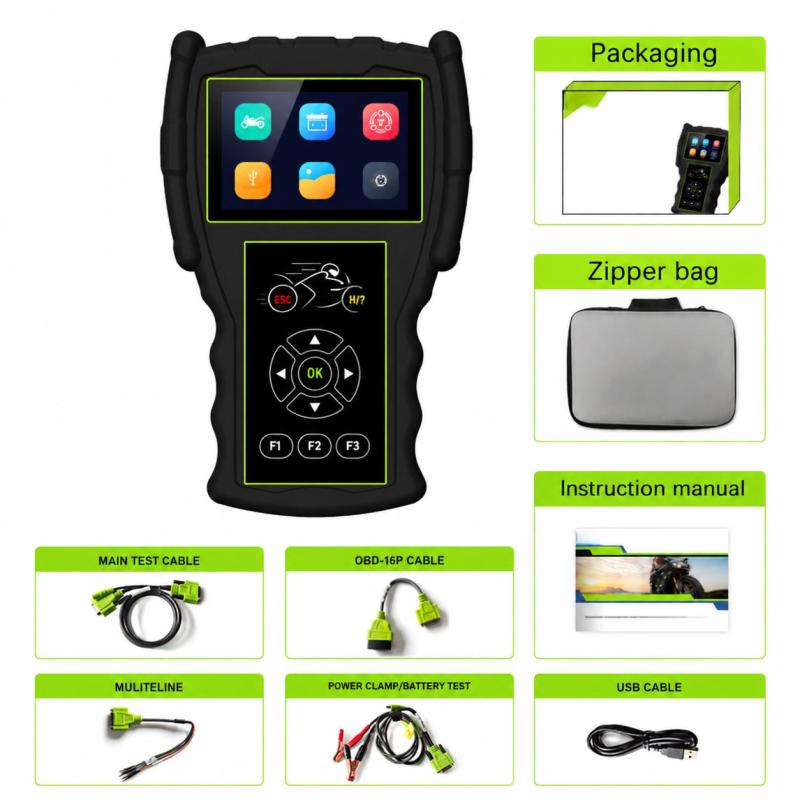 JDiag Motorcycle Code Scanner Dual System Diagnostic Scan Tool LCD Digital Battery Analyzer Engine Fault Code Reader Support Multi-Language - Image 1