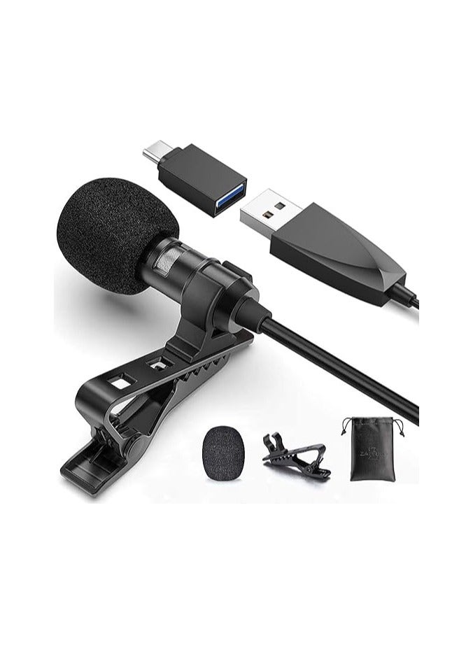 USB-C Lavalier Microphone – Clip-On Condenser Lav Mic for Android, Laptops, MacBook, PS4 – Plug & Play for Video Recording & Streaming - Image 1