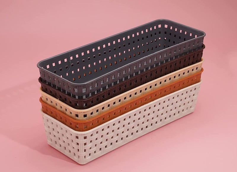 Nabhya (Pack of 5) Multipurpose Desk Organizer Tray Office Drawer Dividers Storage Bins for Kitchen, Bathroom, Office, Makeup, Bedroom Dresser, Craft Basket Rack Multicolour (23×8×5 cm) - Image 1