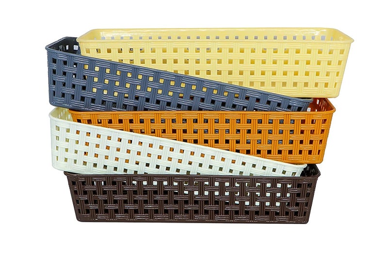 Nabhya (Pack of 5) Multipurpose Desk Organizer Tray Office Drawer Dividers Storage Bins for Kitchen, Bathroom, Office, Makeup, Bedroom Dresser, Craft Basket Rack Multicolour (23×8×5 cm) - Image 3