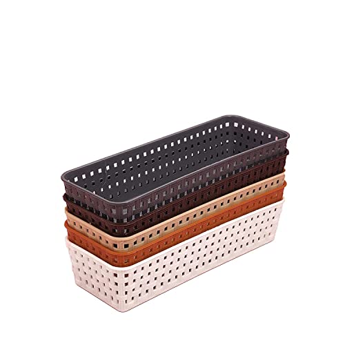 Nabhya (Pack of 5) Multipurpose Desk Organizer Tray Office Drawer Dividers Storage Bins for Kitchen, Bathroom, Office, Makeup, Bedroom Dresser, Craft Basket Rack Multicolour (23×8×5 cm) - Image 2