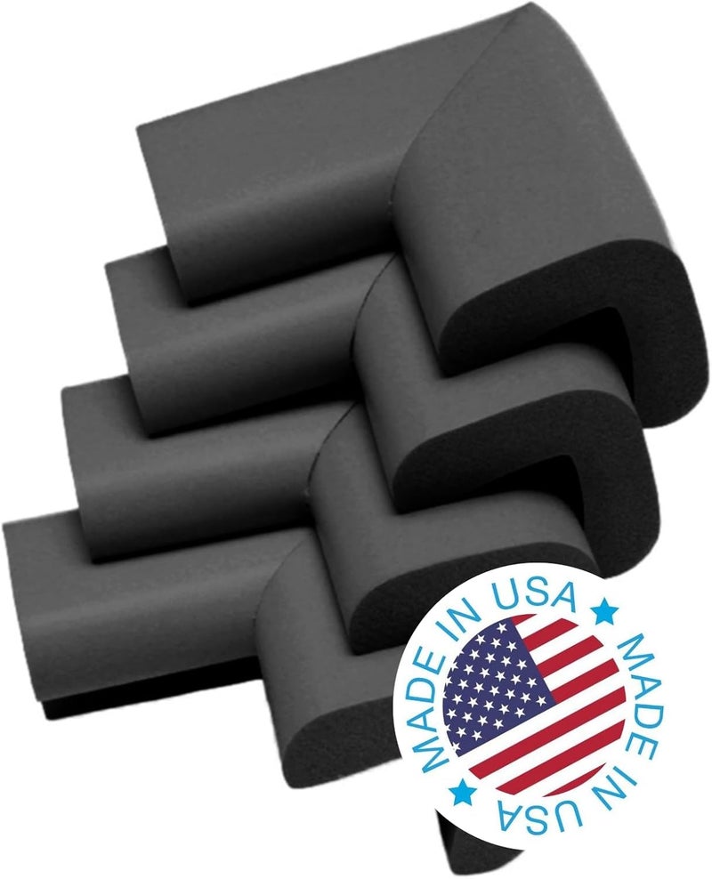 KidKusion 4Piece Safety Corner Cushion Black Child Proofing Corner Guard Made in USA Child Safety Home Furniture Safety Bumper Baby Proof Table Protector 4 Count Pack of 1 - Image 1