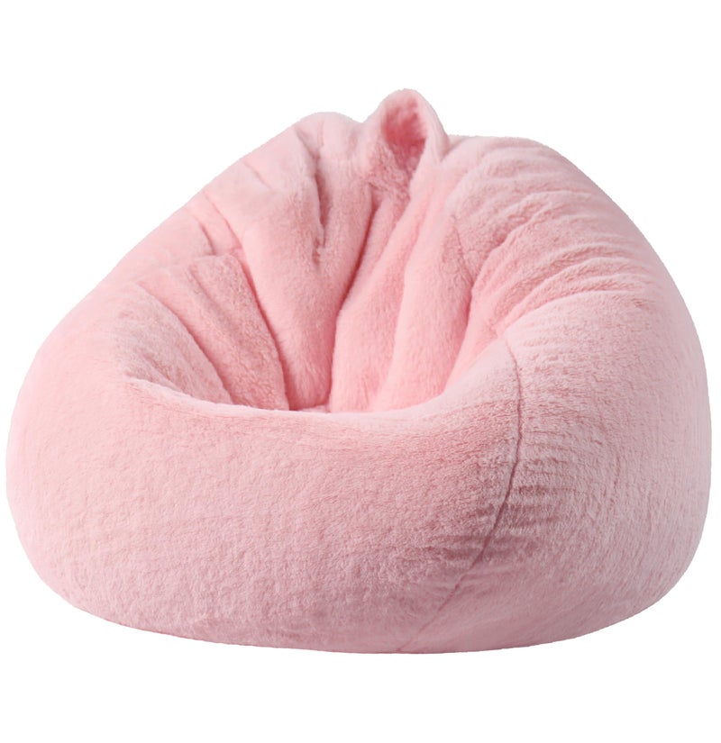 ENBAOHUI 3FT Faux Fur Comfy Memory Foam Bean Bag Chairs for Kids or Babies with Filling Bean Bag Sofa with Handle Super Soft Washable Faux Fur Fabric Lazy Sofa 3 Foot Pink - Image 4