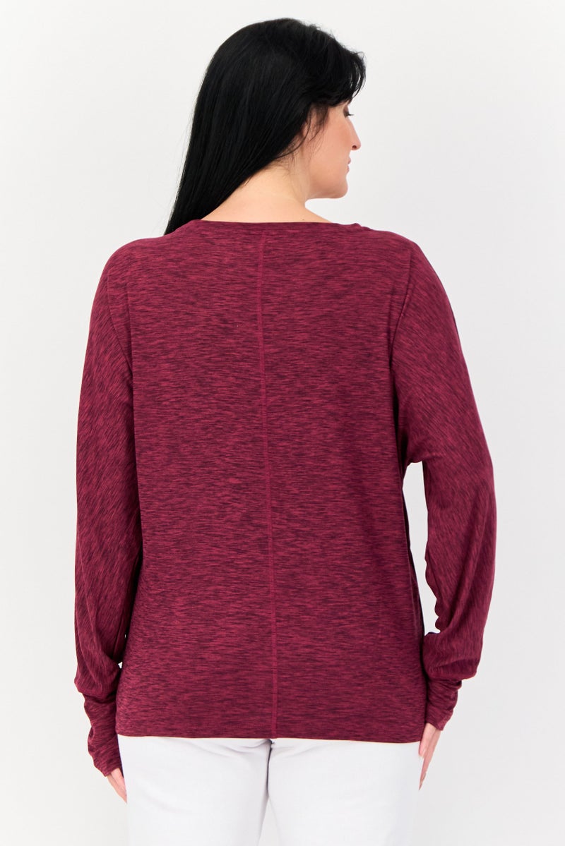 NINE WEST تي شيرتات رياضية نسائية بأكمام طويلة، بنفسجي مائل إلى الرمادي - Image 4